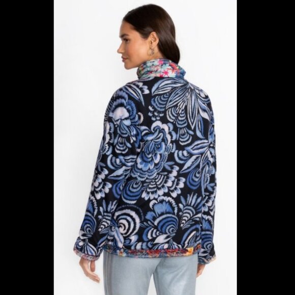 NWT Johnny Was Joan Zip Sherpa Jacket Reversible Dreamer Blu Medium - Picture 6 of 16